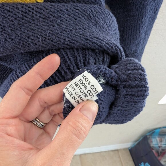 Vintage Aquascutum Knit Sweater Anchor Sailboat Nautical Size M Cotton - Picture 4 of 6